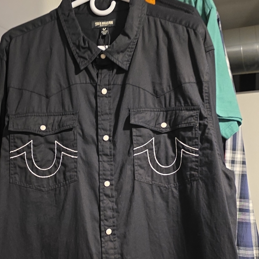 True Religion Black Casual Button Down Shirt